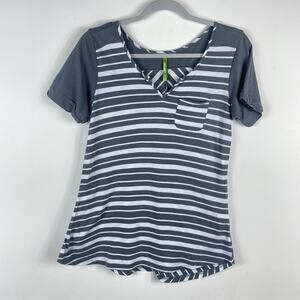 Cariloha Top Women's Medium T-Shirt Tee Gray Organic Cotton Bamboo Striped